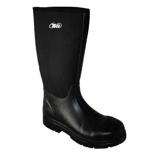 Men's 16" Cement Rubber Boot Steel Toe Black Leather Boots by AdTec