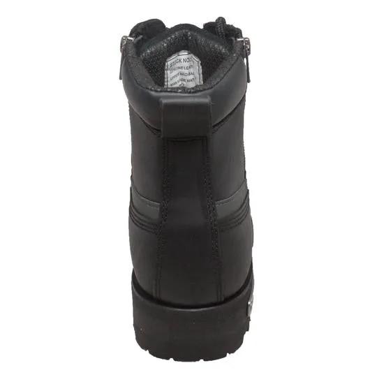 Men's 6" Reflective Double Zipper Biker Black Leather Boots by AdTec