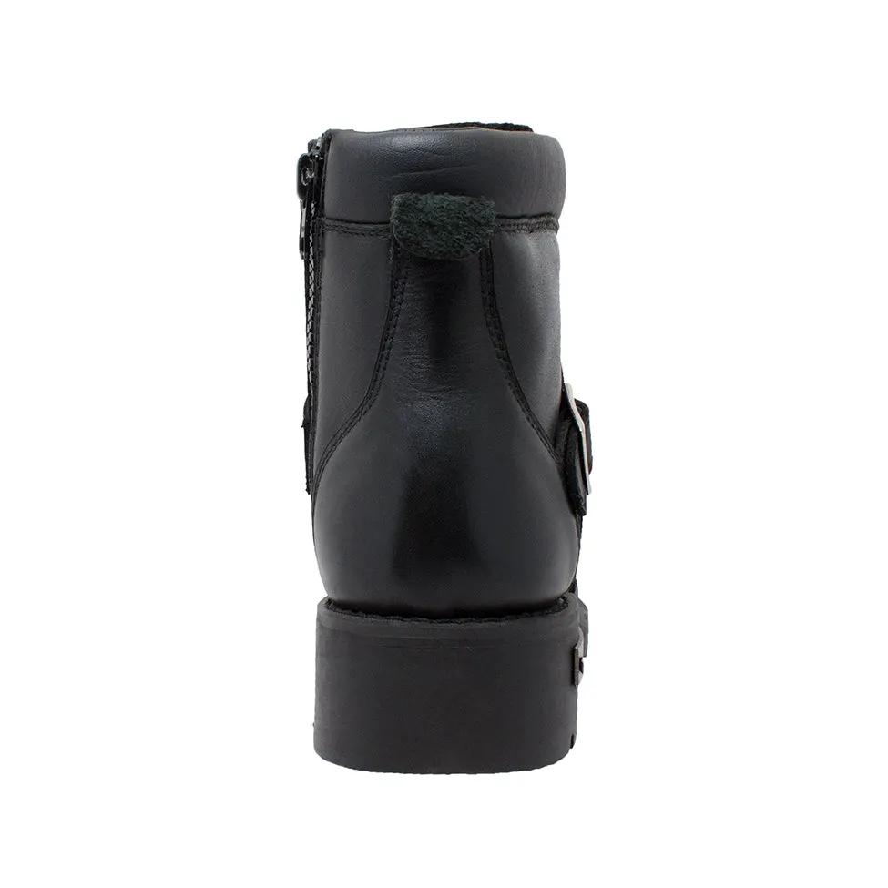 Men's 6" Reflective Double Zipper Biker Black Leather Boots by AdTec