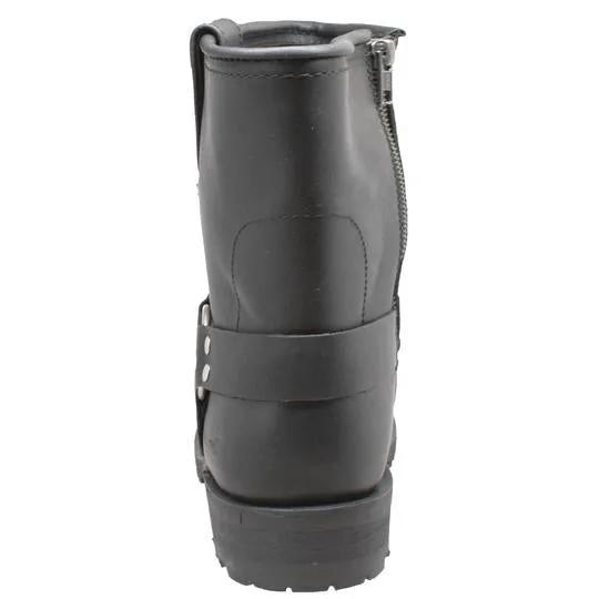 Men's 7" Side Zipper Harness Boot Black Leather Boots by AdTec