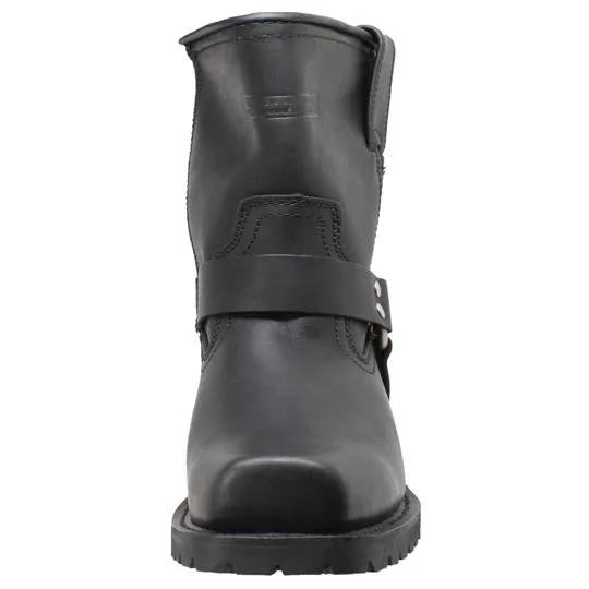 Men's 7" Side Zipper Harness Boot Black Leather Boots by AdTec