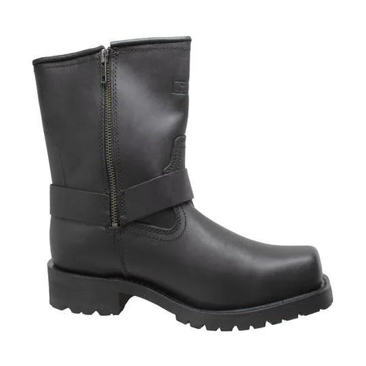Men's 7" Side Zipper Harness Boot Black Leather Boots by AdTec