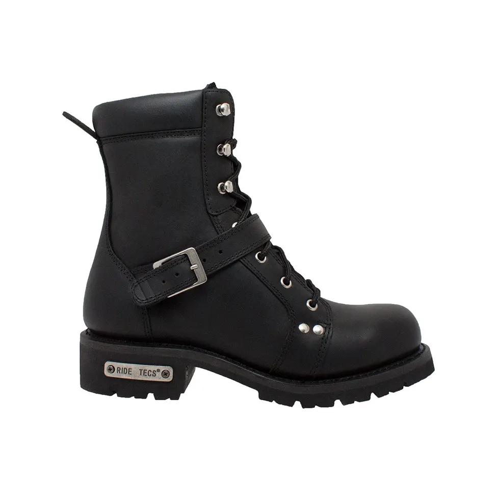 Men's 8" Zipper Lace Black Leather Boots by AdTec