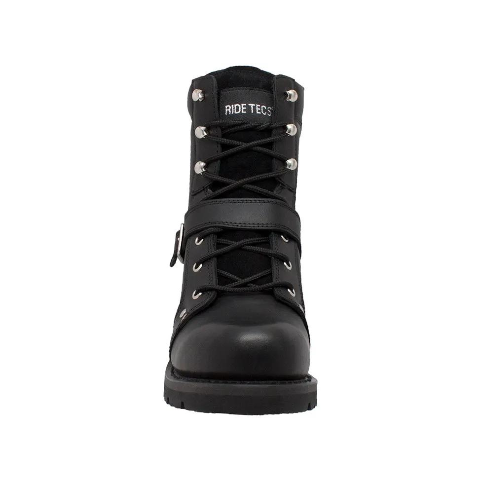 Men's 8" Zipper Lace Black Leather Boots by AdTec