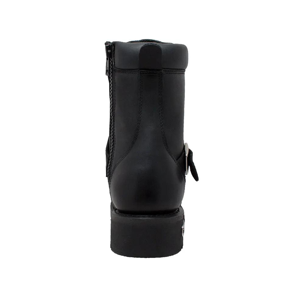 Men's 8" Zipper Lace Black Leather Boots by AdTec