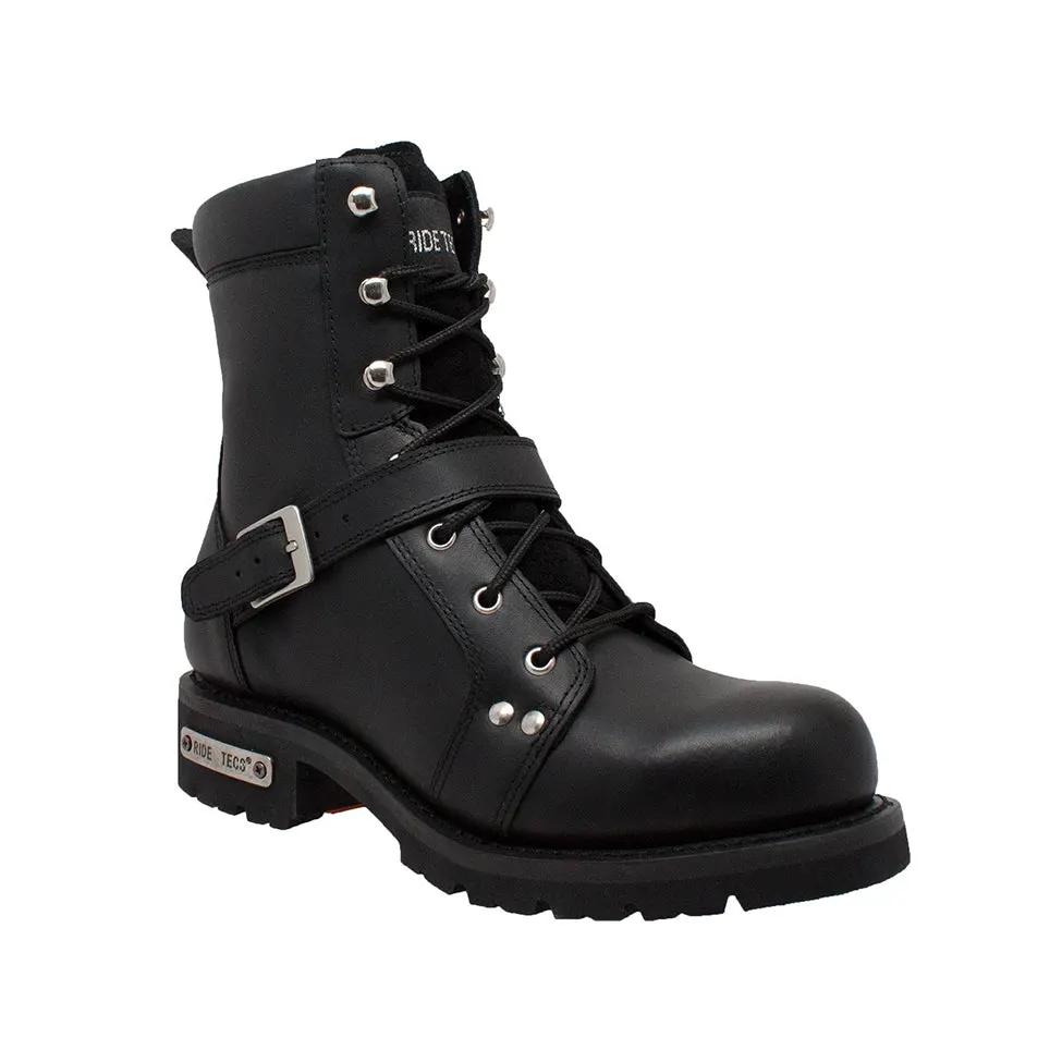 Men's 8" Zipper Lace Black Leather Boots by AdTec