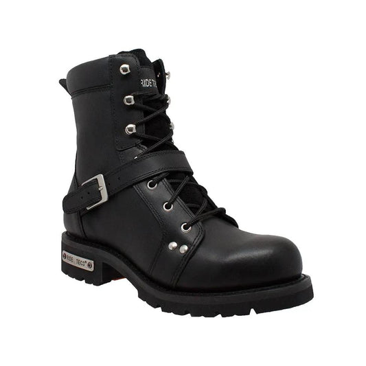 Men's 8" Zipper Lace Black Leather Boots by AdTec