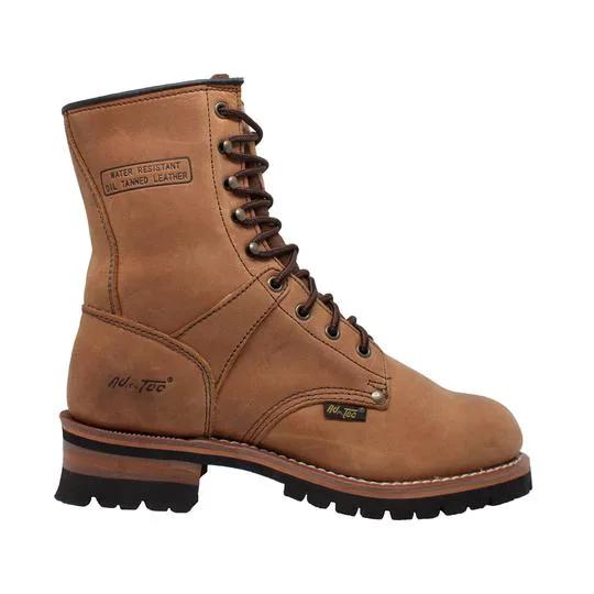 Men's 9" Brown Steel Toe Logger Leather Boots by AdTec