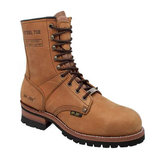 Men's 9" Brown Steel Toe Logger Leather Boots by AdTec