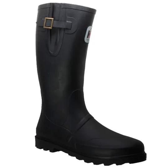 Men's Expandable Calf Rubber Boot Black Leather Boots by AdTec