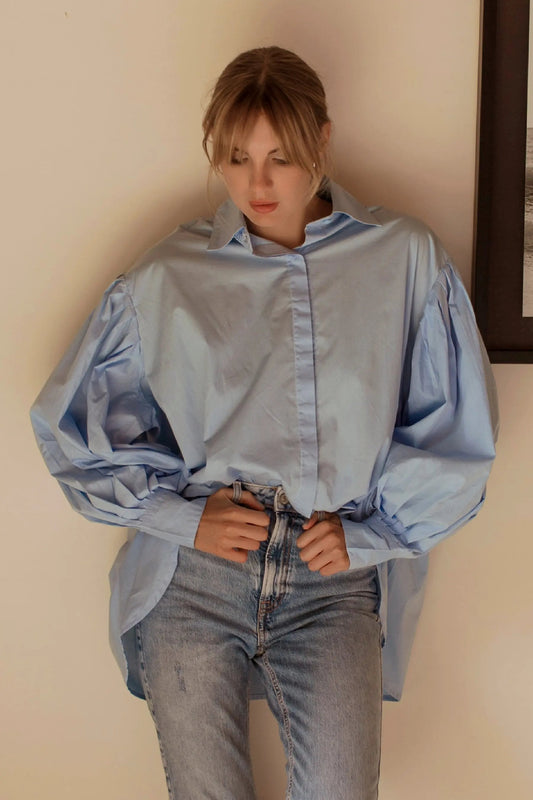 Merci Balloon Sleeve Oversized Shirt (Sale) by ELF