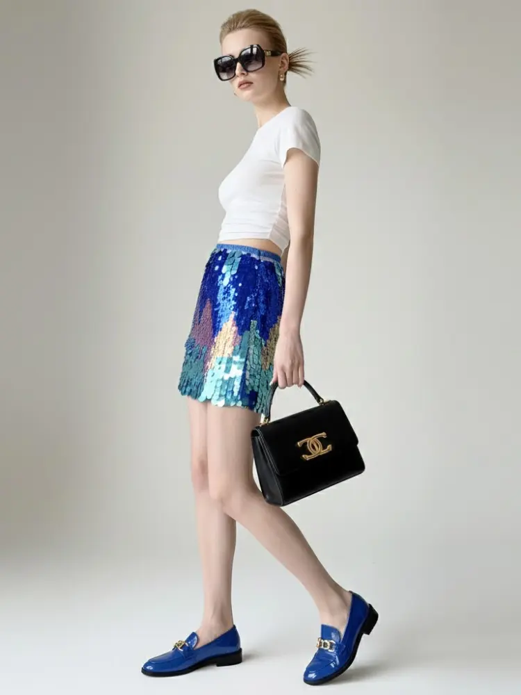 Mermaid Sequin Mini Skirt with Blue and Turquoise Gradient • BYMANYC ® New York by BYMANYC ® New York