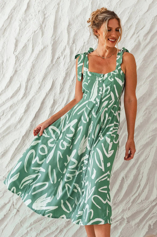 Mia Vita Button Down Dress With Ties by ELF