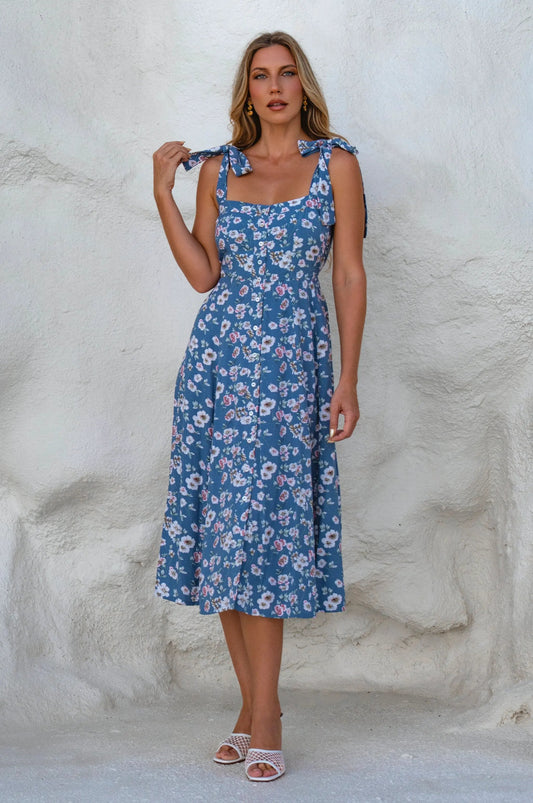 Mia Vita Button Down Dress With Ties by ELF