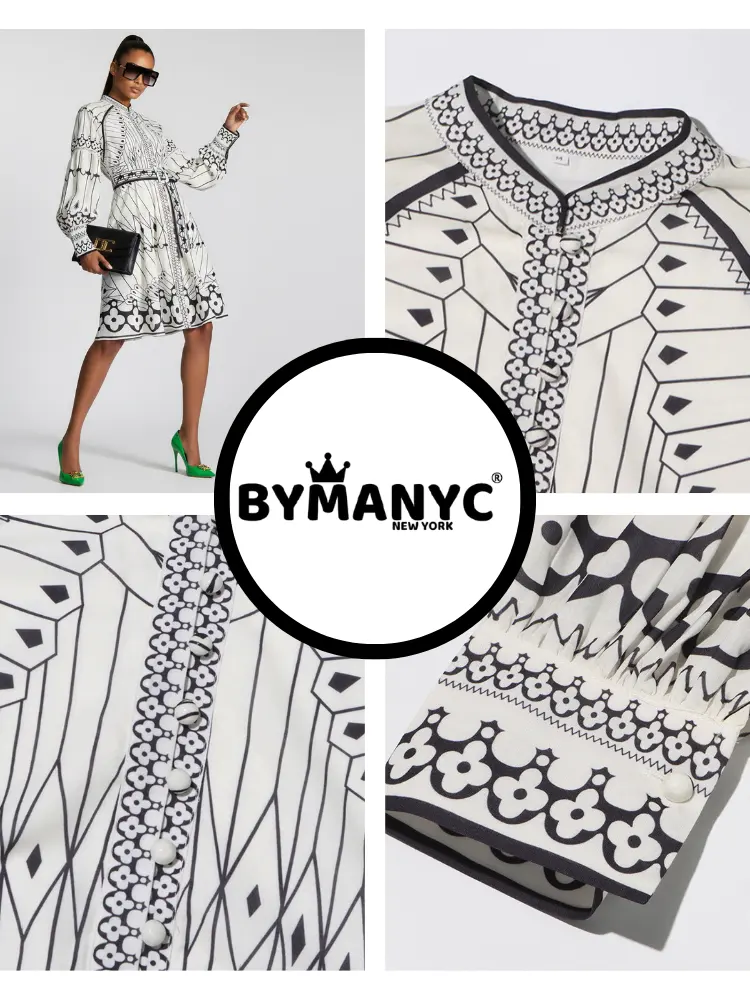 Midi Dress New Collection BYMANYC ® New York • Butterfly Geometric Print by BYMANYC ® New York