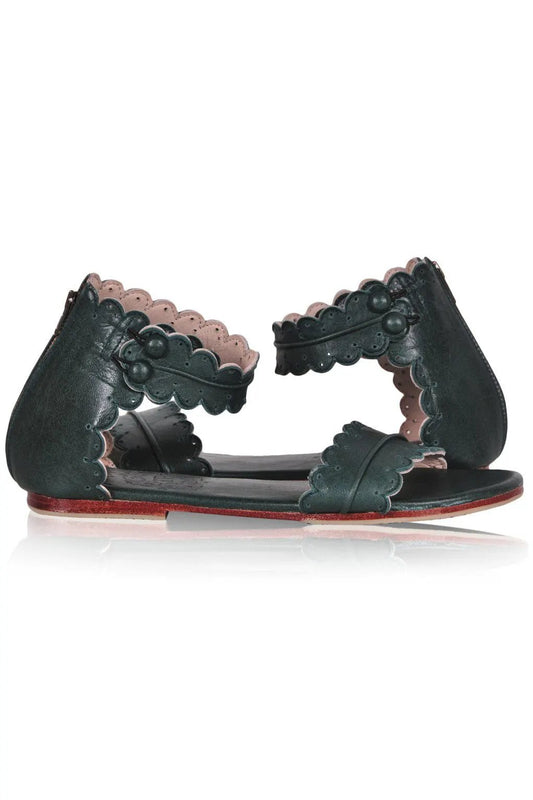 Midsummer Scalloped Leather Sandals by ELF