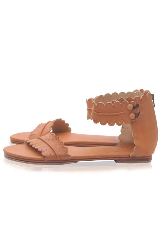 Midsummer Scalloped Leather Sandals by ELF