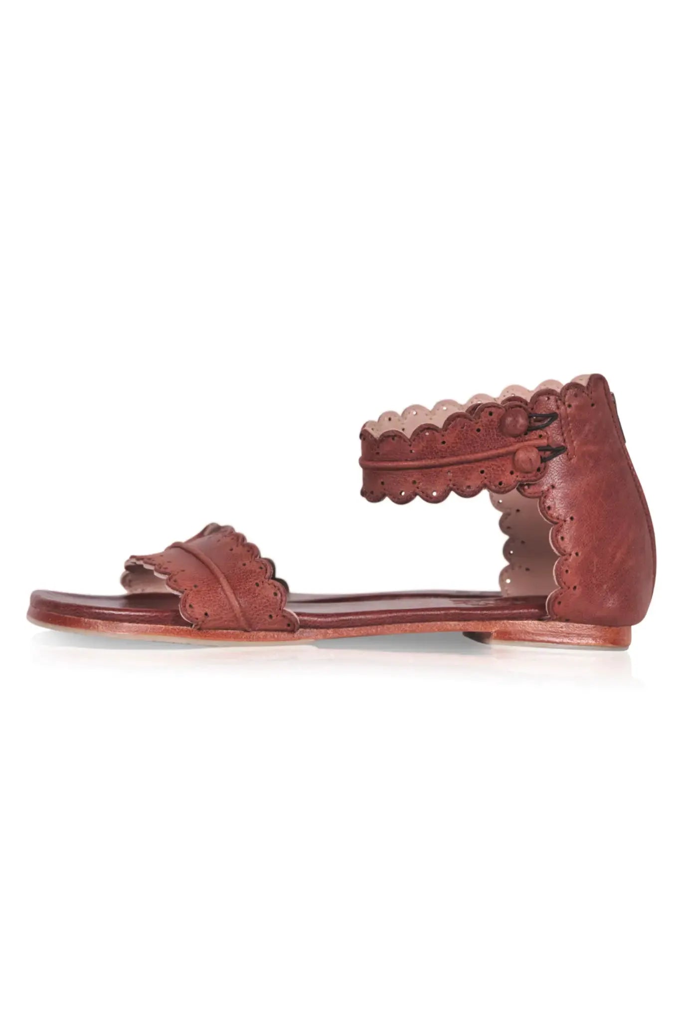 Midsummer Scalloped Leather Sandals by ELF