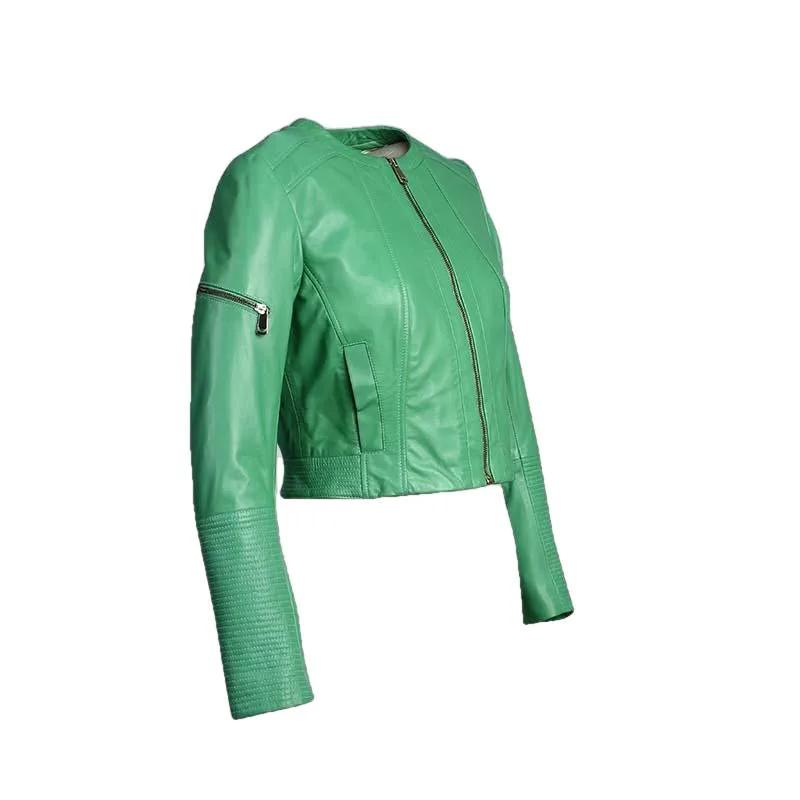 Minty Womens Short Leather Jacket by Inland Leather Co.
