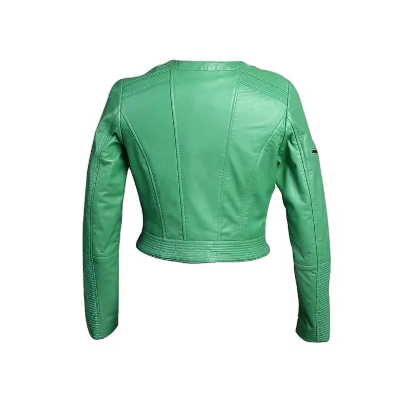 Minty Womens Short Leather Jacket by Inland Leather Co.