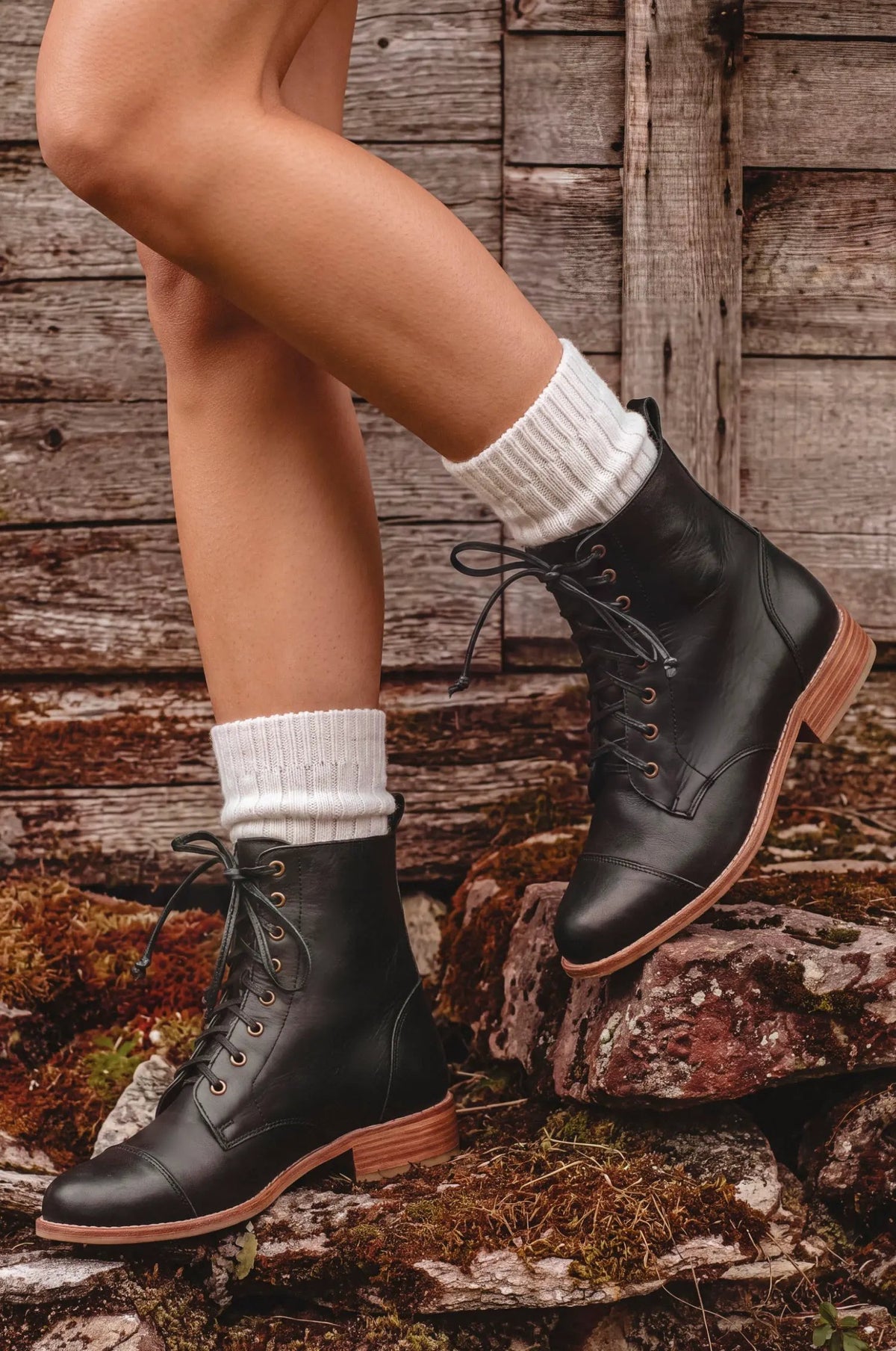 Mirage Lace-Up Leather Boots by ELF