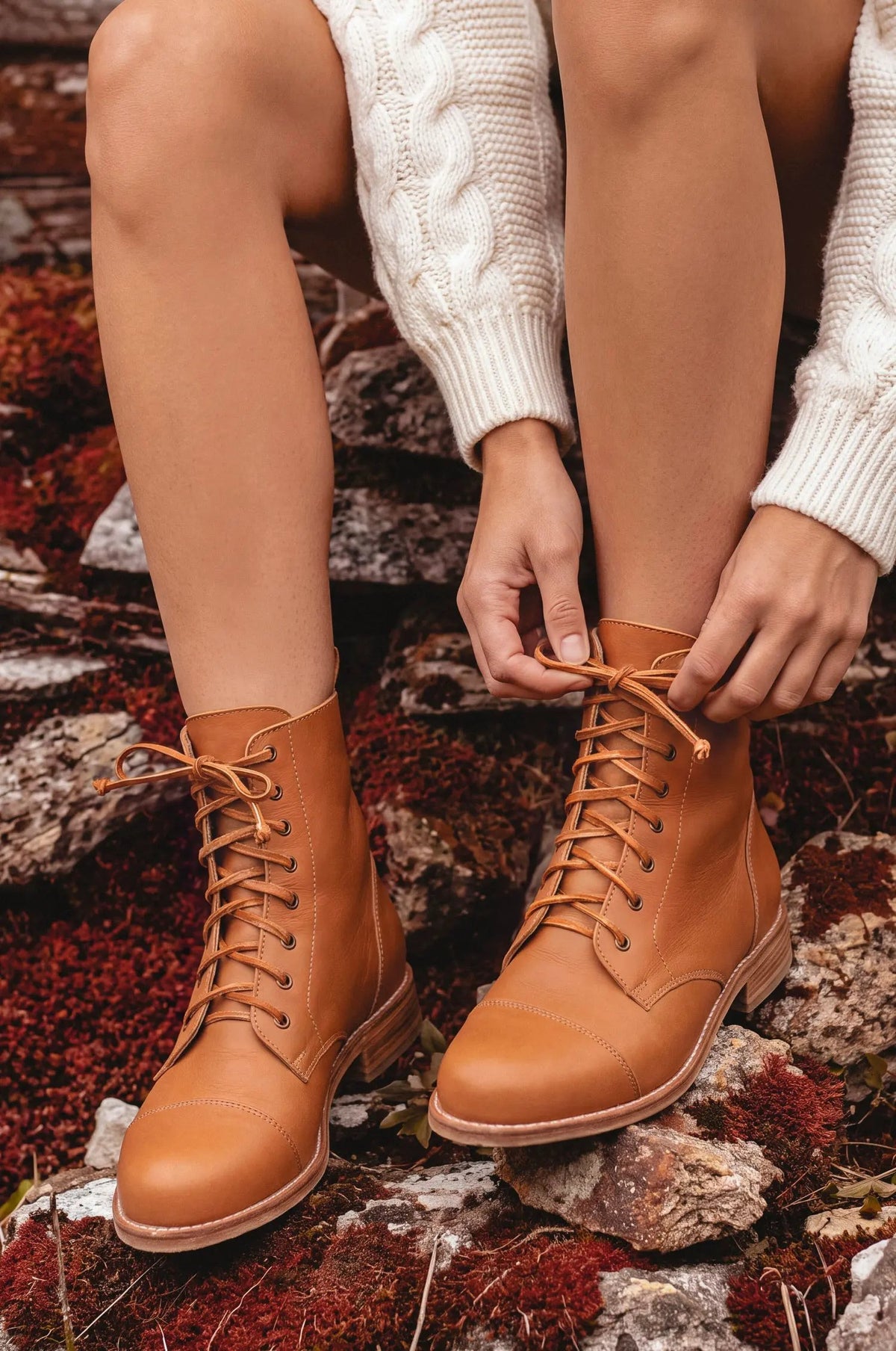 Mirage Lace-Up Leather Boots by ELF