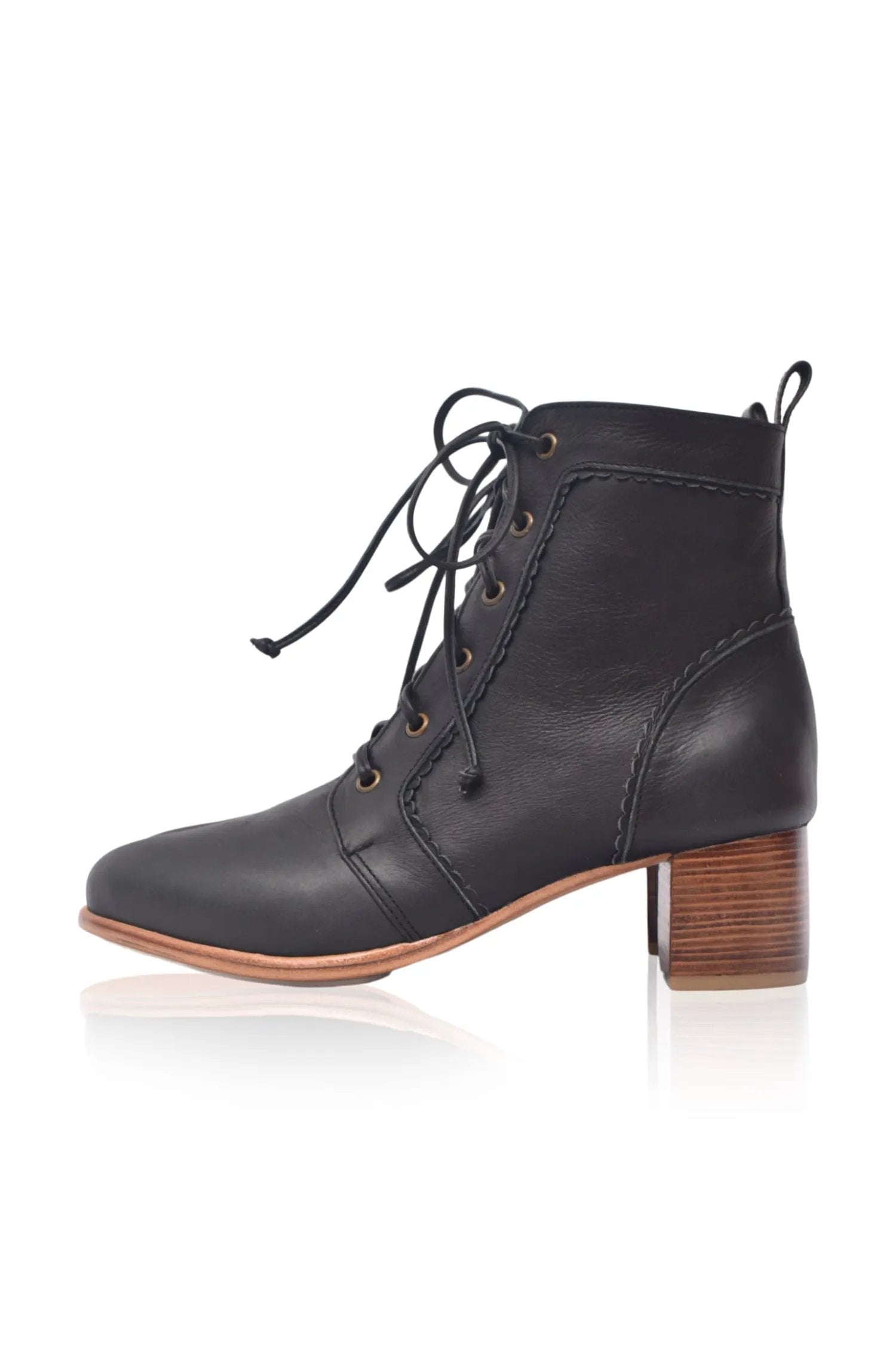 Mon Reve Lace-Up Leather Ankle Booties by ELF
