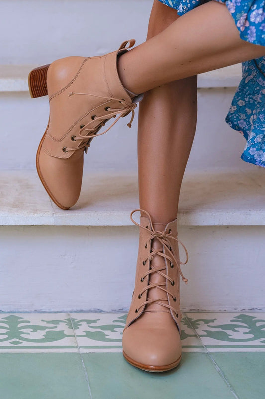 Mon Reve Lace-Up Leather Ankle Booties by ELF