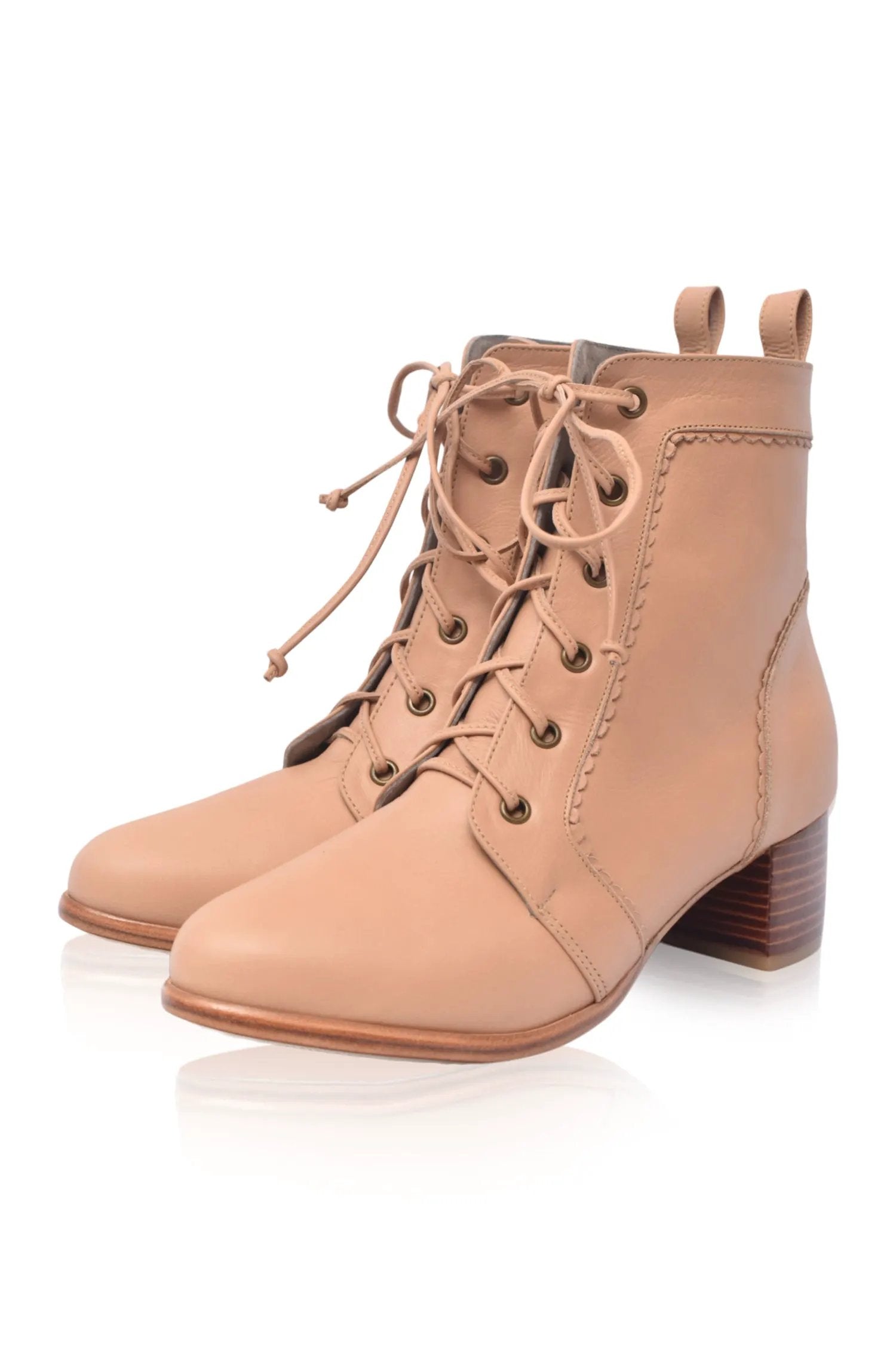 Mon Reve Lace-Up Leather Ankle Booties by ELF