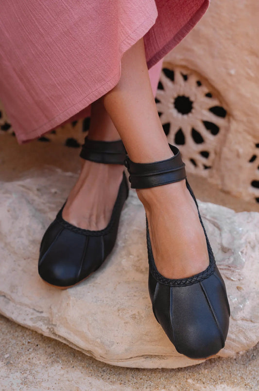 Muse Ankle Strap Leather Ballet Flats (Sz. 4-10.5) by Local