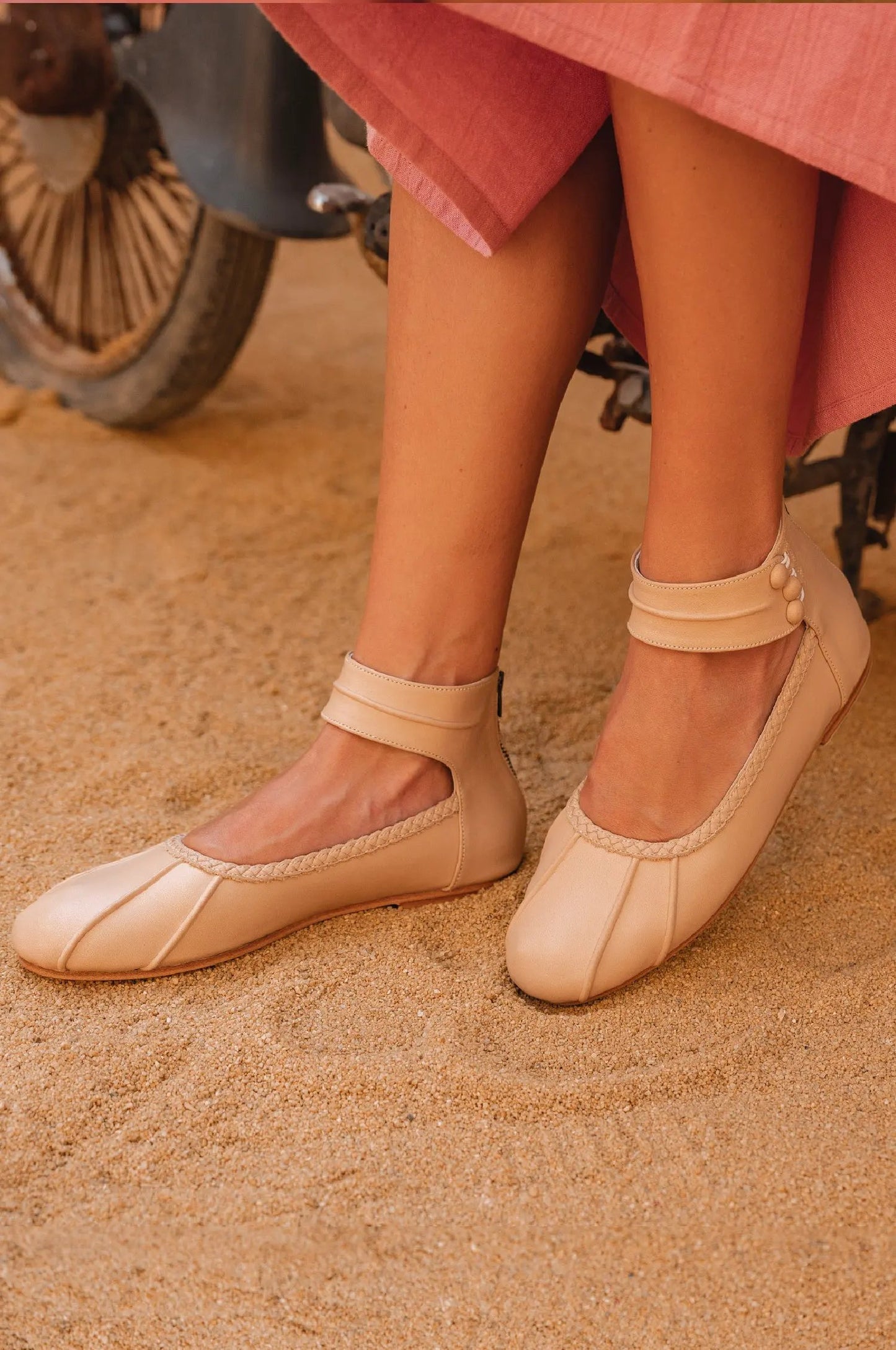 Muse Ankle Strap Leather Ballet Flats by Local