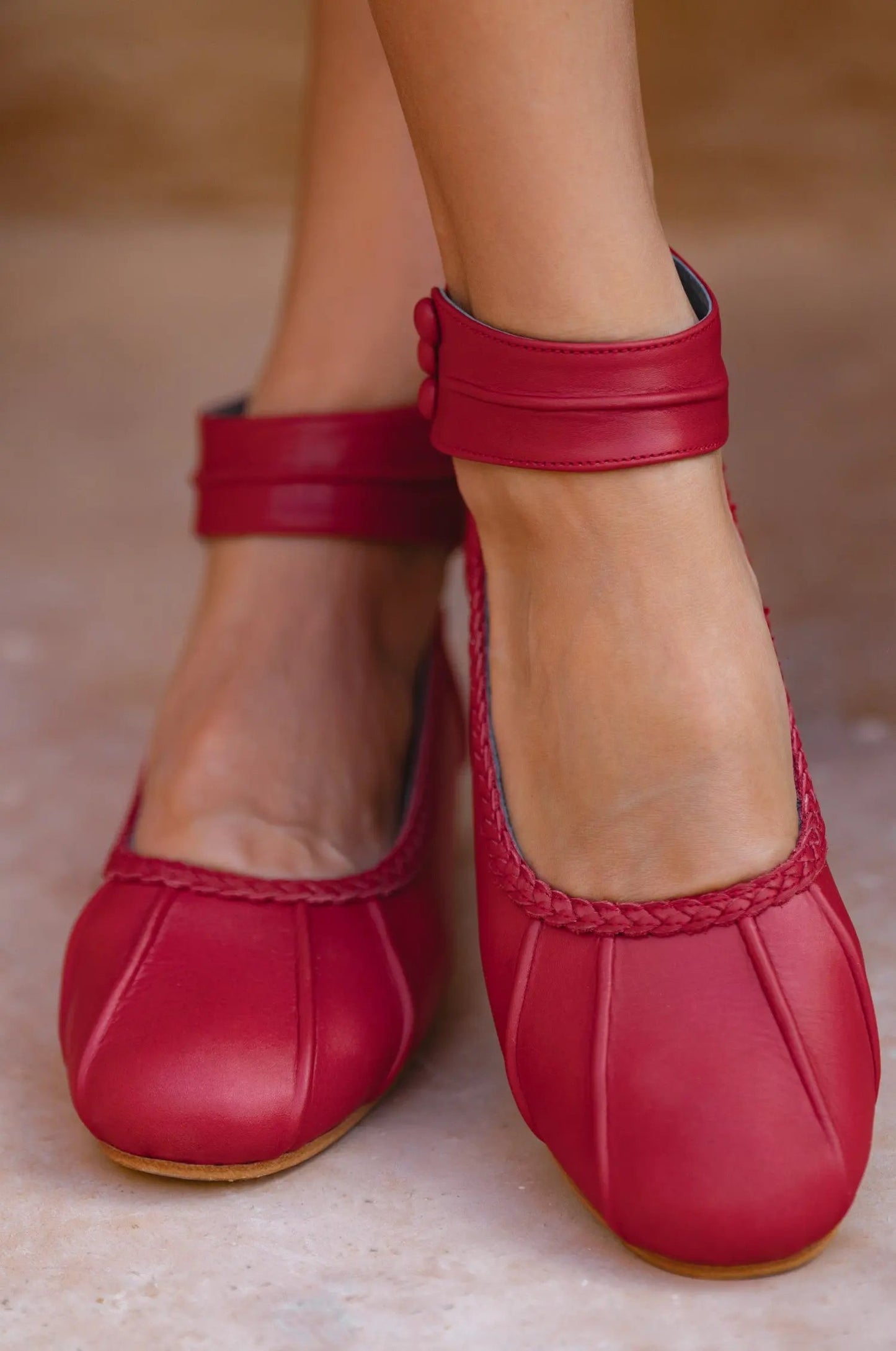 Muse Ankle Strap Leather Ballet Flats by Local