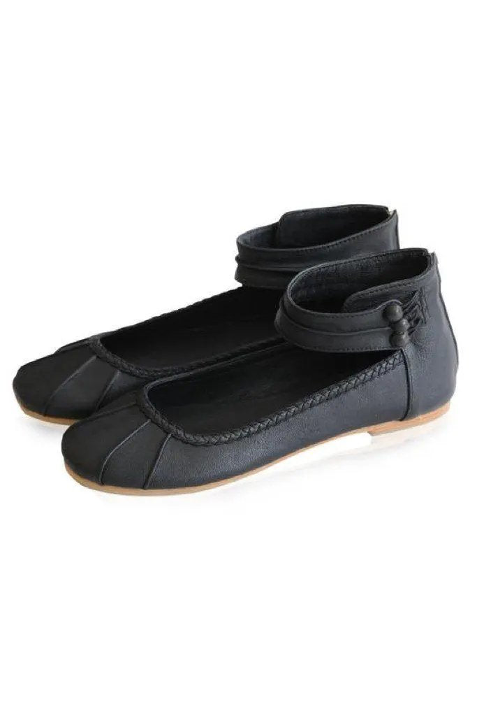 Muse Ankle Strap Leather Ballet Flats (Sz. 4-10.5) by Local