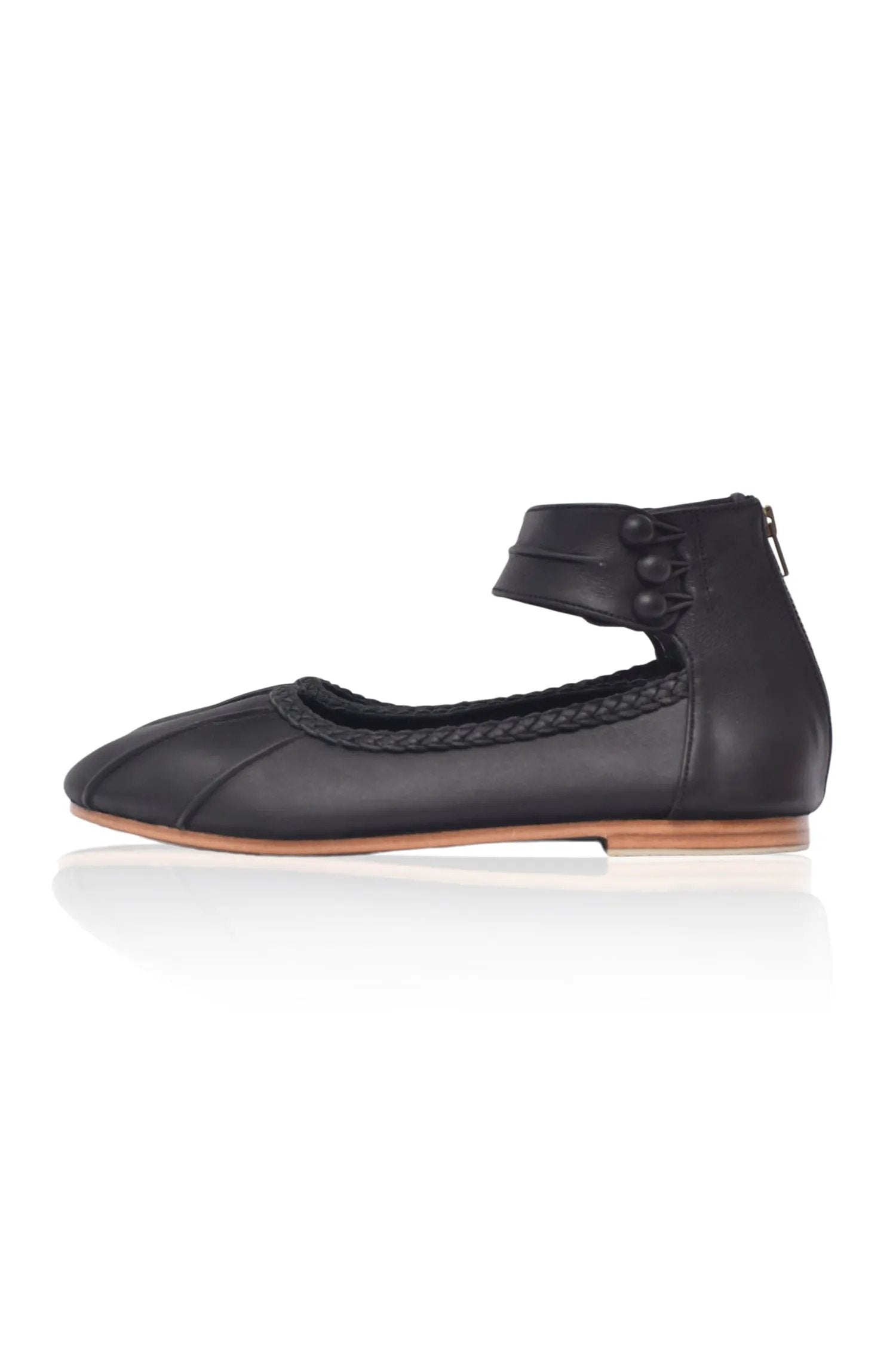 Muse Ankle Strap Leather Ballet Flats by Local