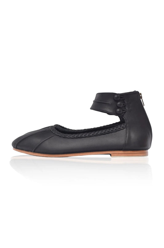 Muse Ankle Strap Leather Ballet Flats by Local