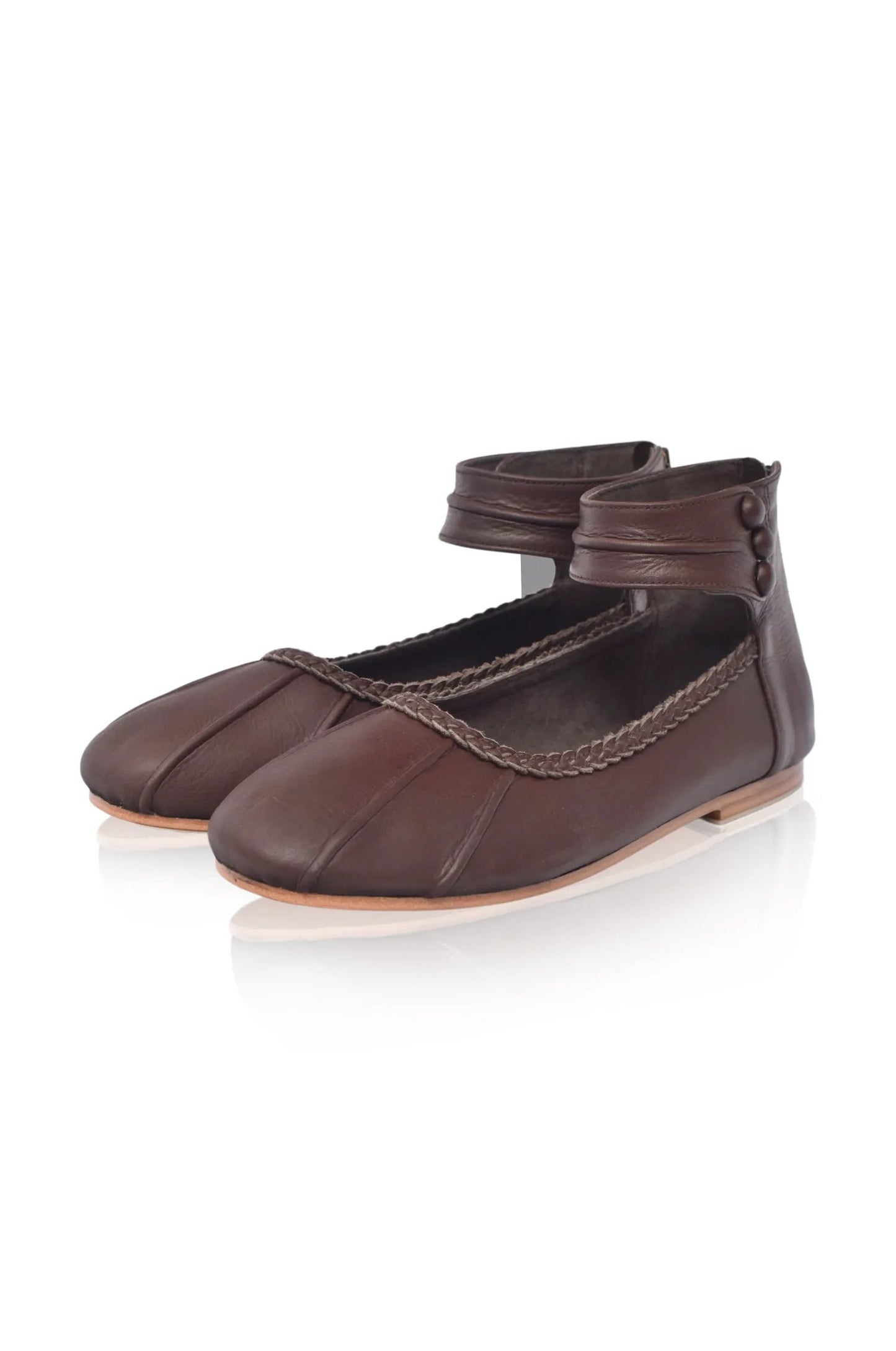 Muse Ankle Strap Leather Ballet Flats (Sz. 4-10.5) by Local