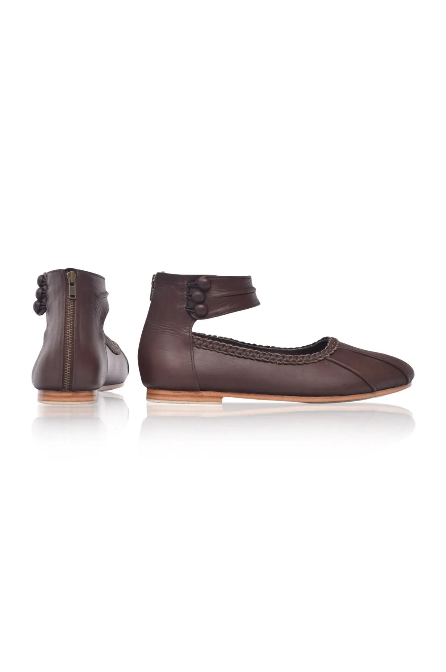 Muse Ankle Strap Leather Ballet Flats by Local