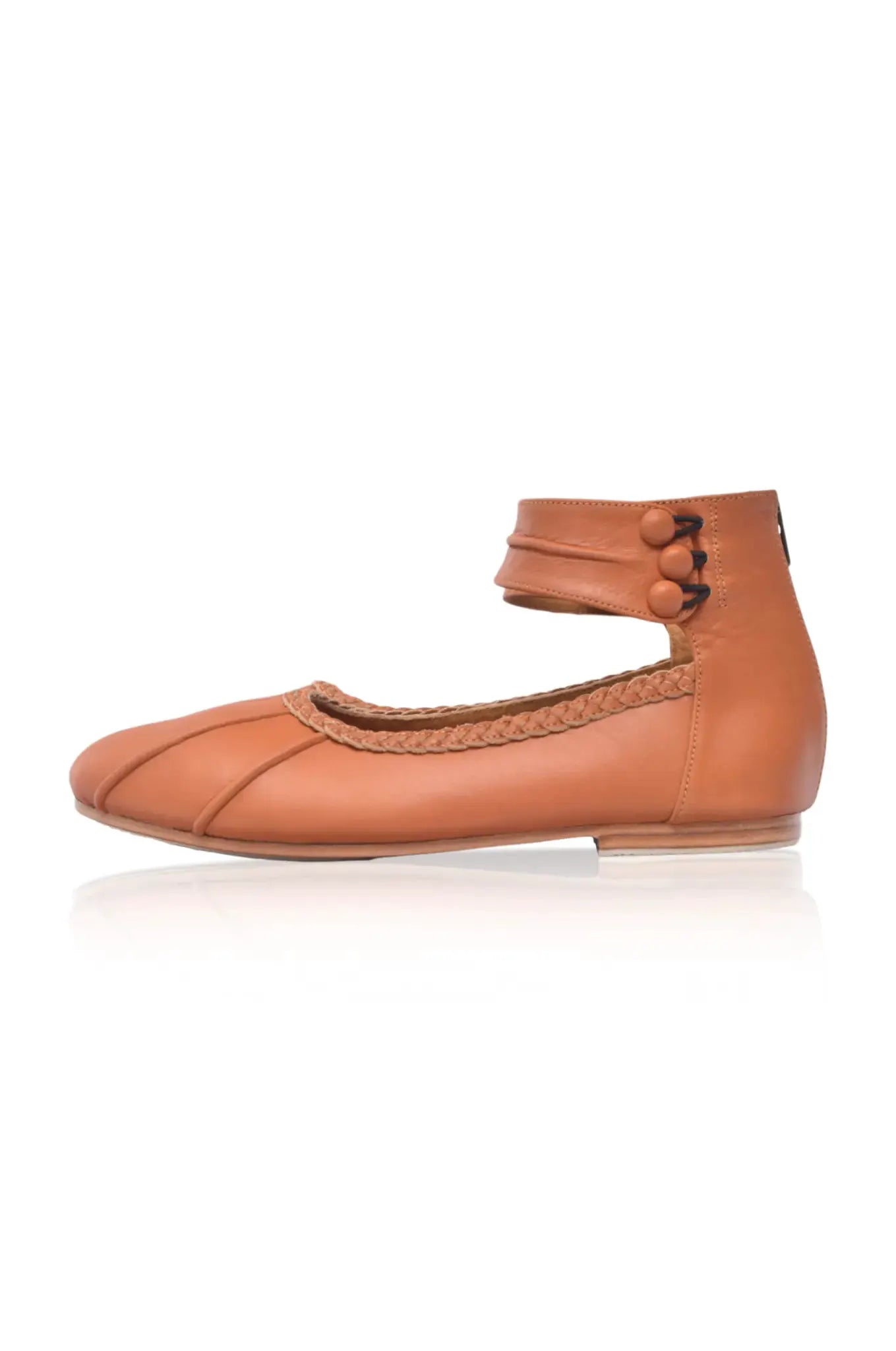 Muse Ankle Strap Leather Ballet Flats by Local