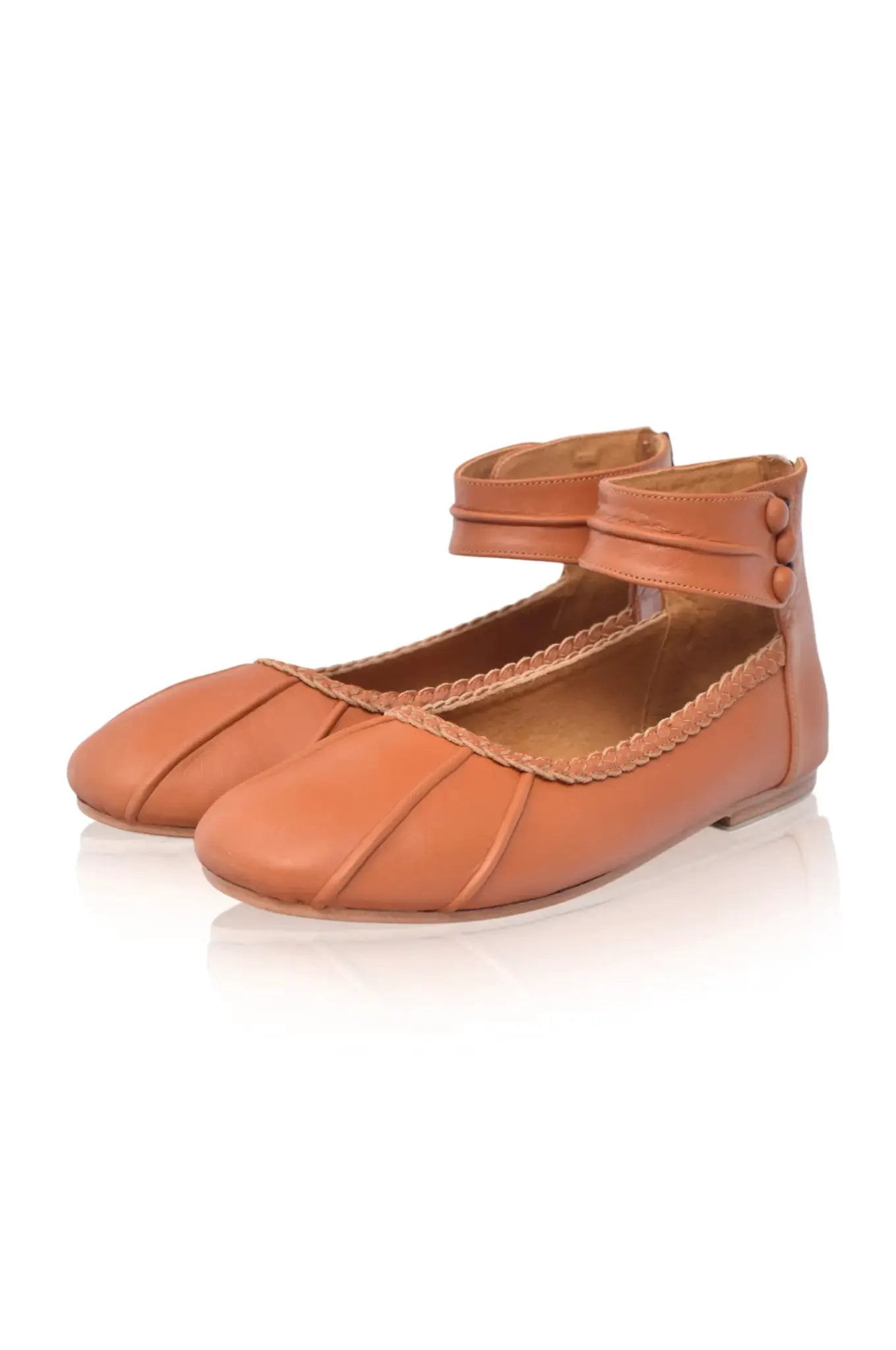 Muse Ankle Strap Leather Ballet Flats by Local