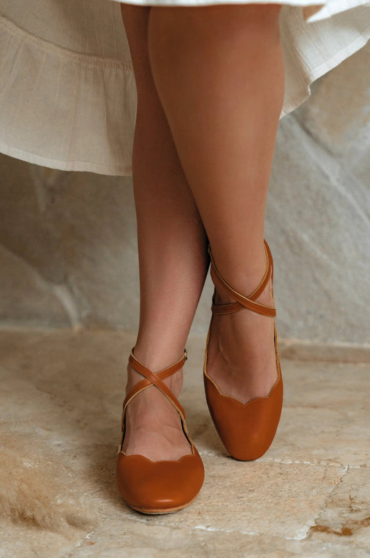 Myrelle Criss-Cross Leather Ballet Flats by ELF