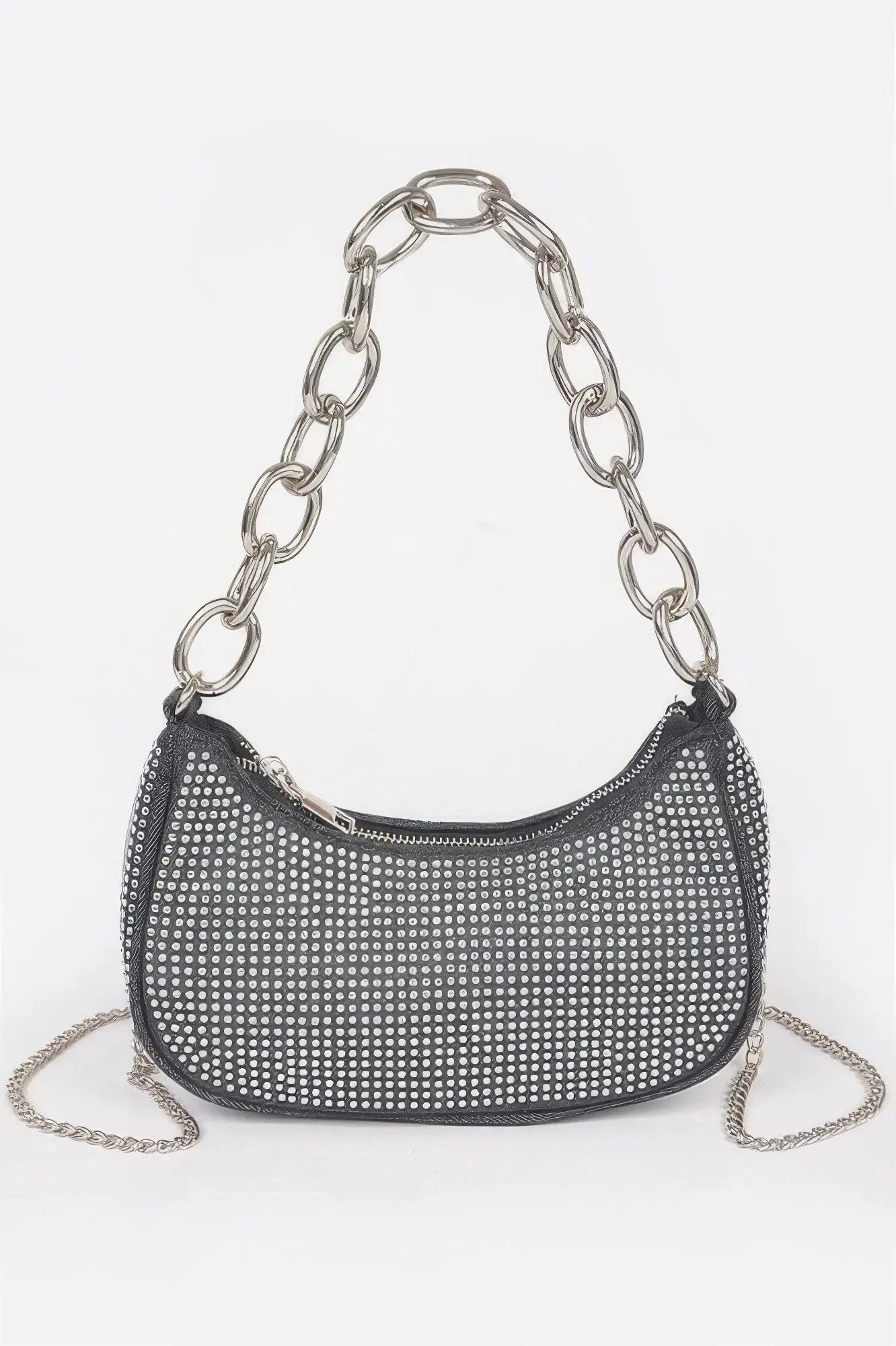 NOHO Hot Fix Stone Small Hobo Bag with Chain: BYMANYC ® New York by BYMANYC ® New York