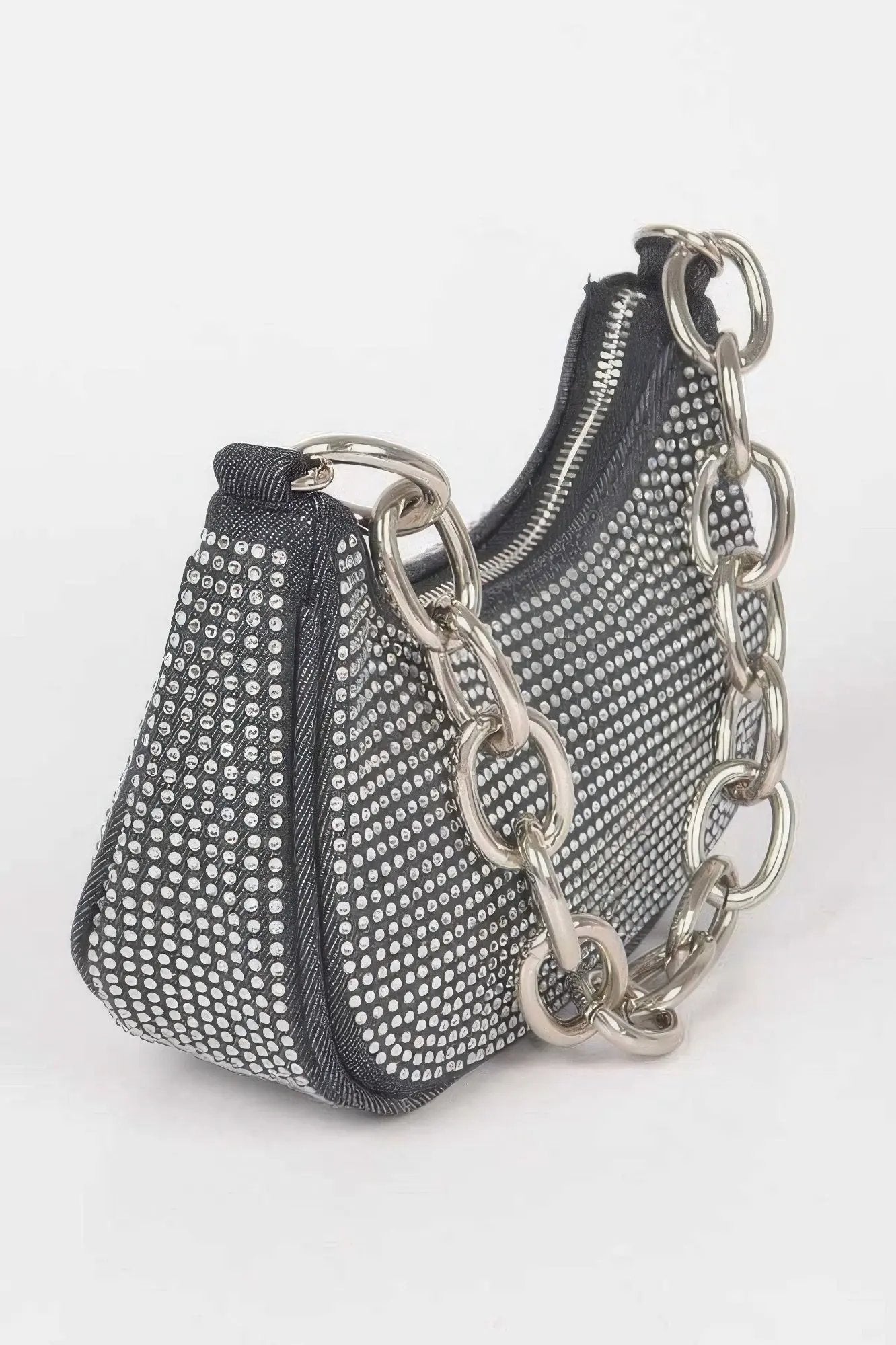 NOHO Hot Fix Stone Small Hobo Bag with Chain: BYMANYC ® New York by BYMANYC ® New York