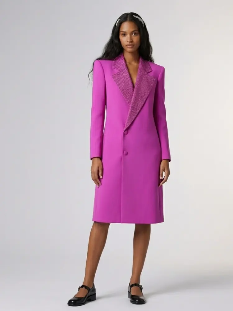 NOLITA Crystal Rever Long Blazer Coat | BYMANYC ® New York Luxury by BYMANYC ® New York