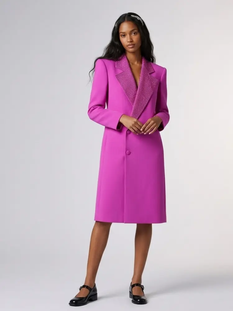 NOLITA Crystal Rever Long Blazer Coat | BYMANYC ® New York Luxury by BYMANYC ® New York