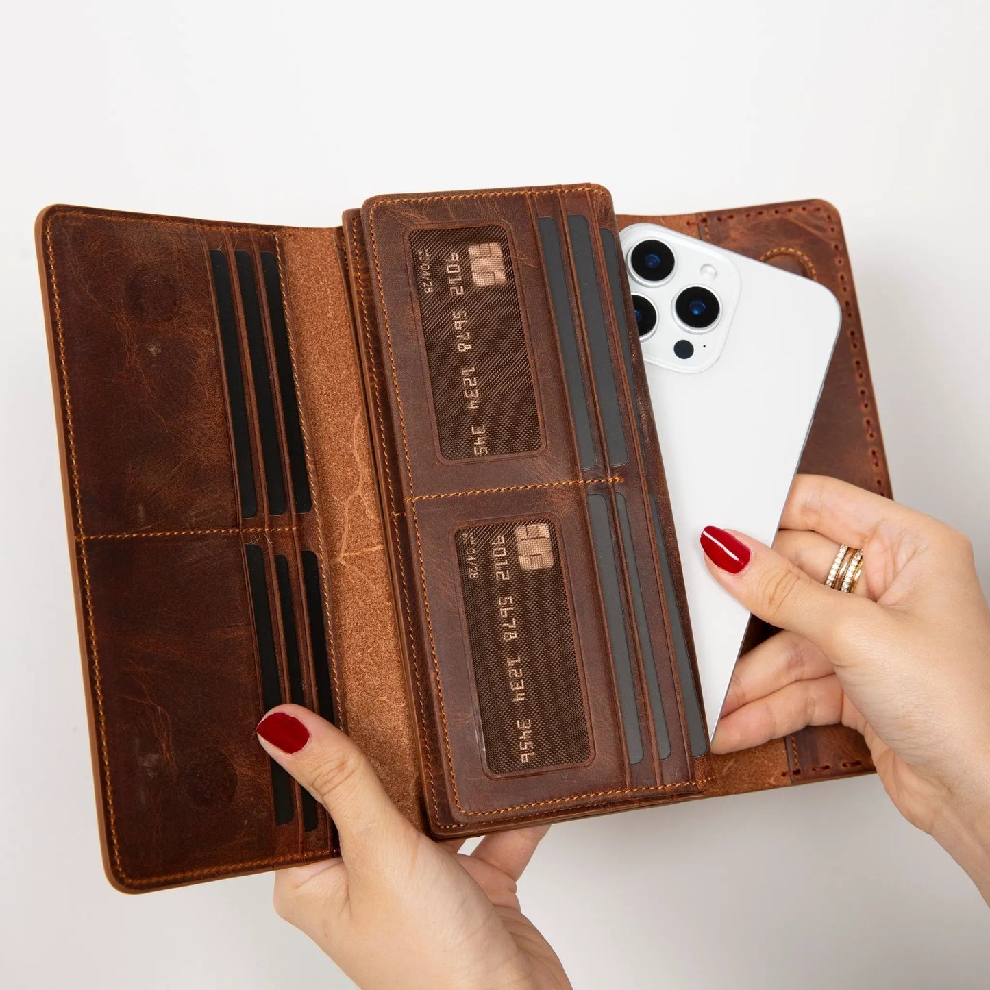 Nome Leather Wallet – 16 Card Slots & Phone Holder by TORONATA