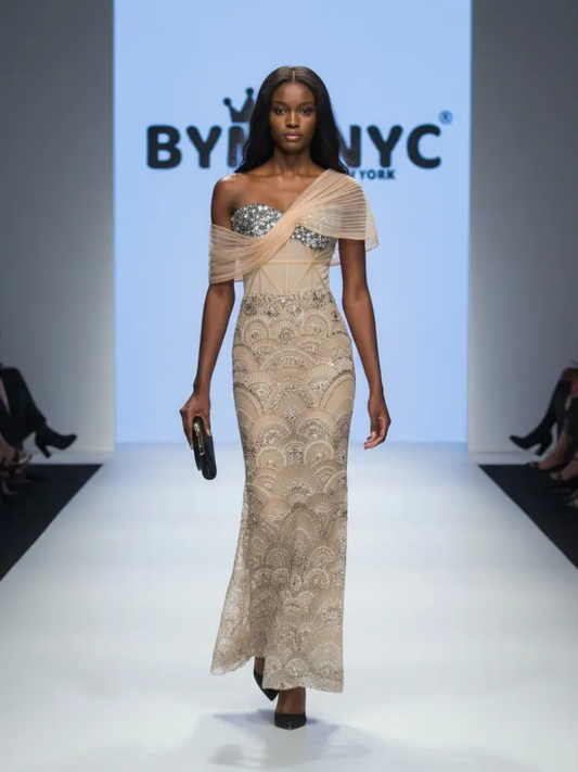 Nude Long Gala Dress FIFTH AVENUE: Prêt-à-Porter Line BYMANYC ® New York by BYMANYC ® New York