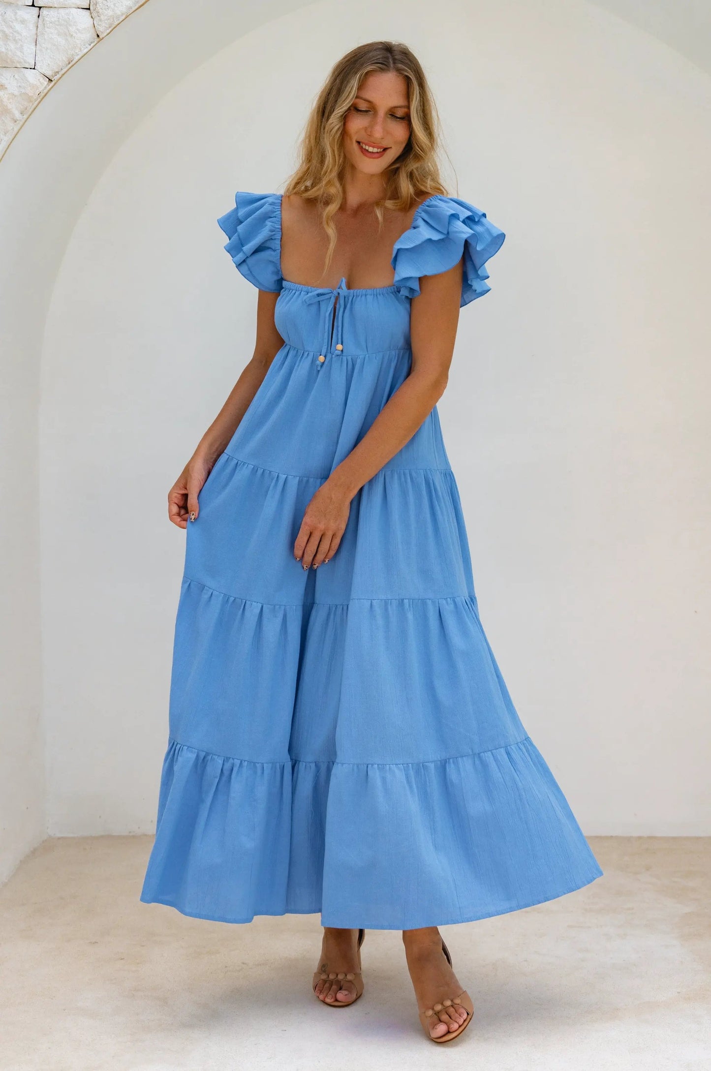 Nymph Bohemian Linen Maxi Dress by Oh