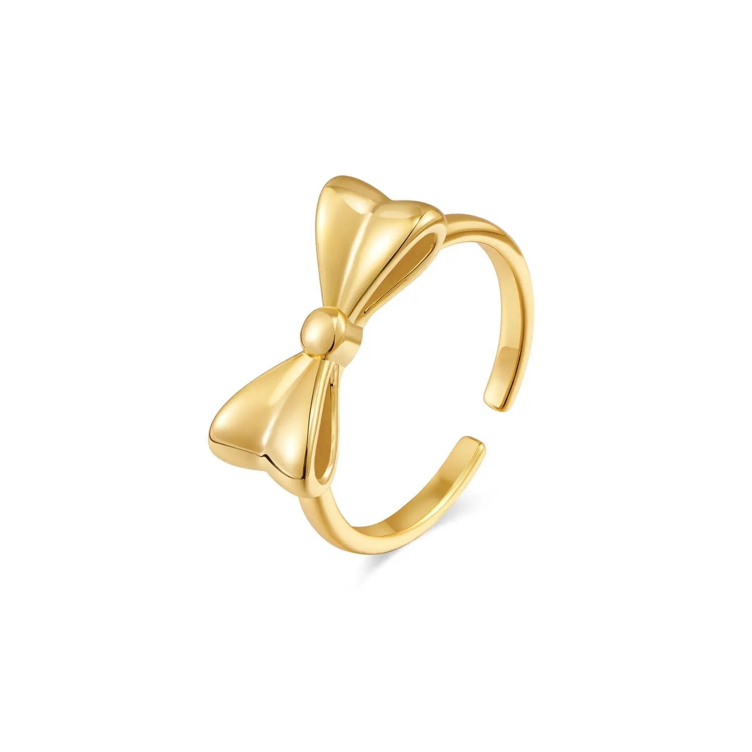 European and American style copper plated real gold bow ring opening design adjustable size fashion luxury high-end ring by Dropsure