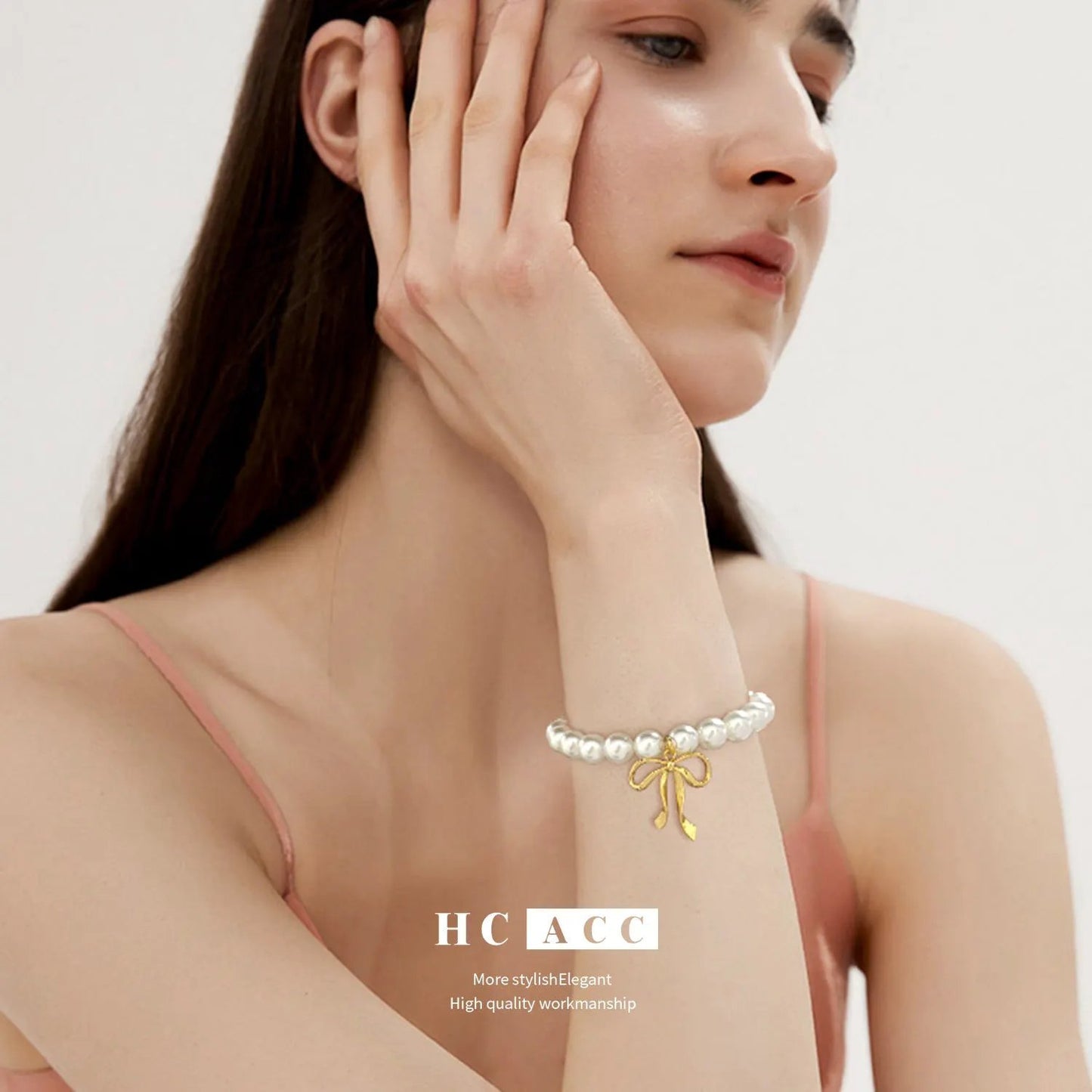 European and American Style Light Luxury Niche High-end Bowknot Pendant Pearl Bracelet Women's Retro Elegant All-match Jewelry Bracelet by Dropsure
