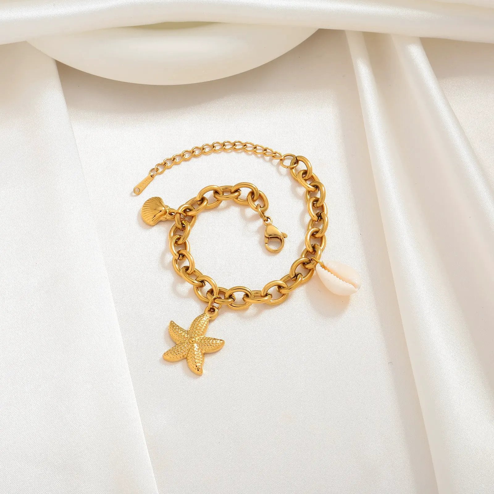 Ins Sea Star Shell Conch Bracelet 18k Gold Handmade Summer Ocean Bracelet Premium Feel Handmade for Women by Dropsure